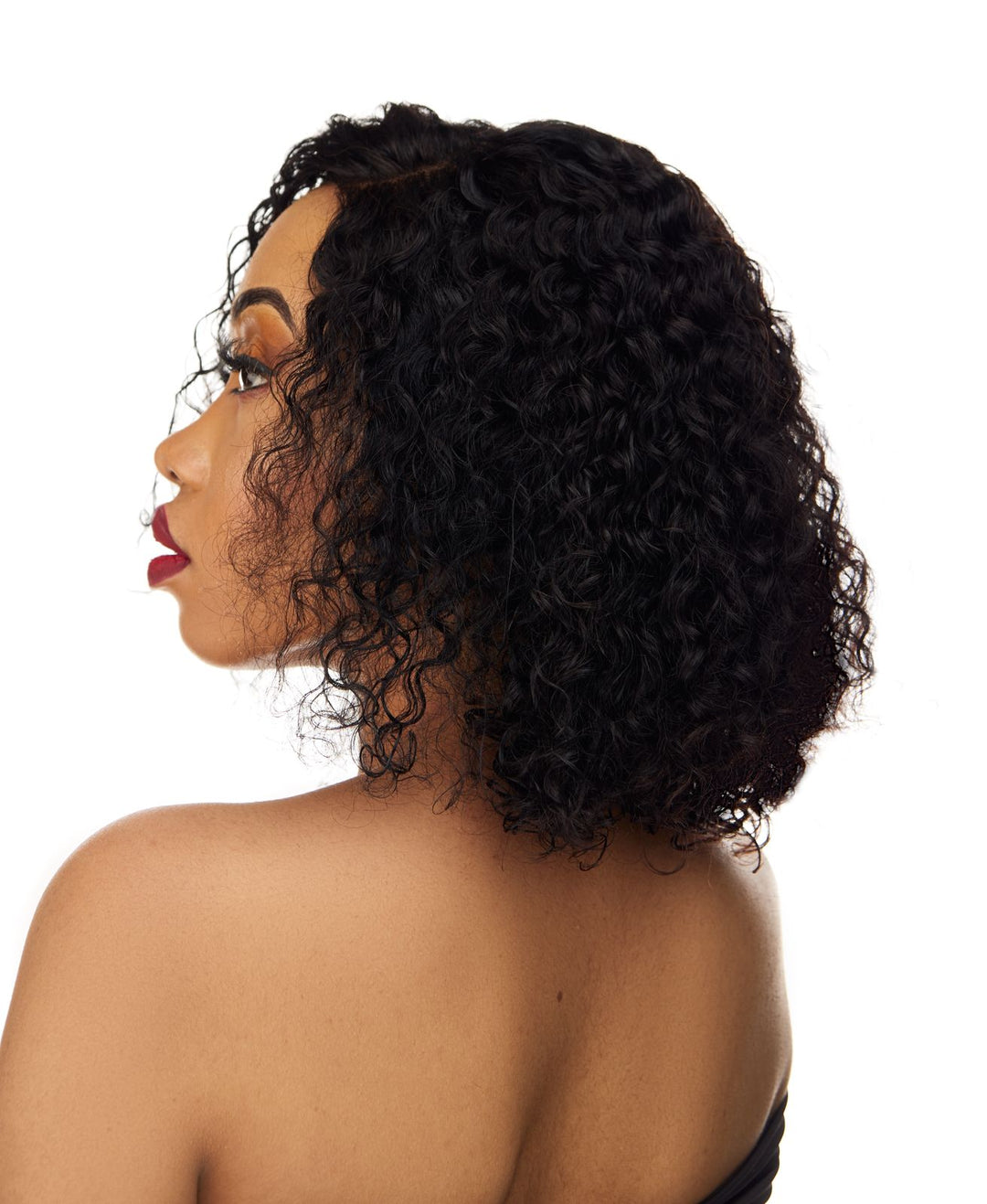 Water Curl Wig – 14-Inch | Natural Black | Closure